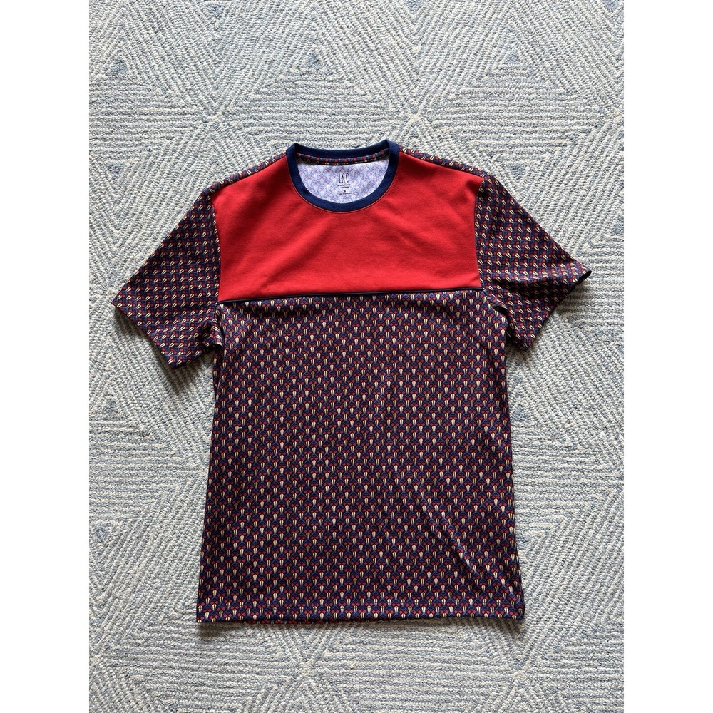 INC International Concepts Poly/Spandex Short Sleeve Shirt - Geometric Pattern/R